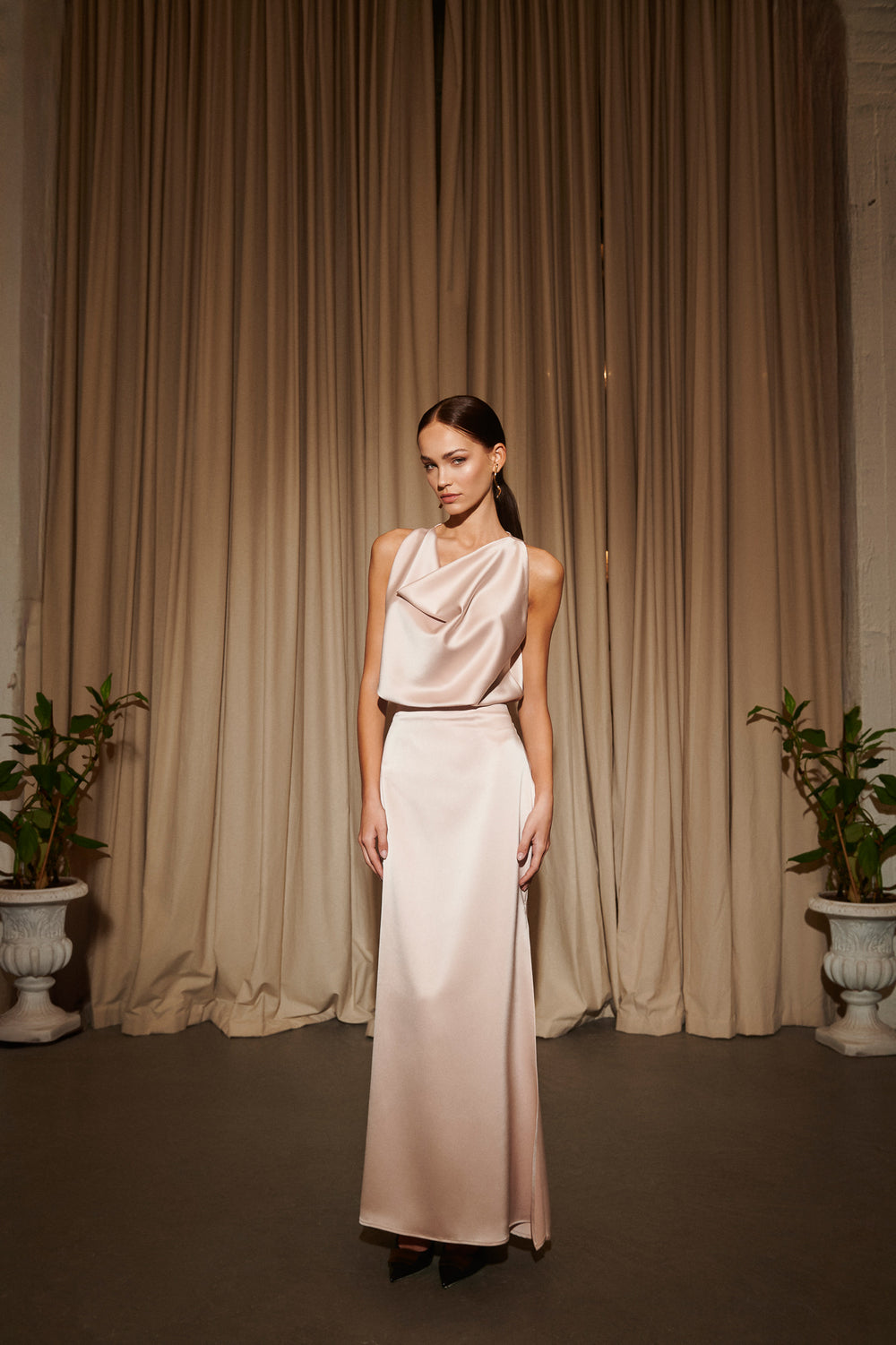 Satin Skirt Champagne