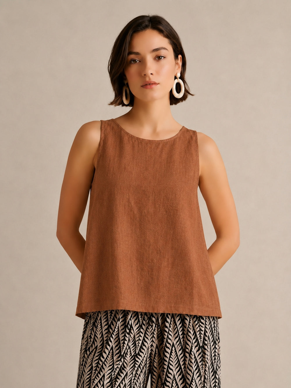 Linen Layered Back Top