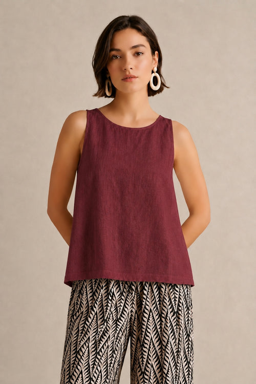 Linen Layered Back Top
