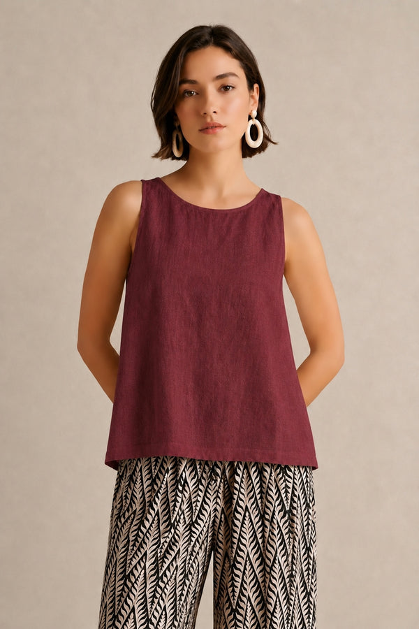 Linen Layered Back Top