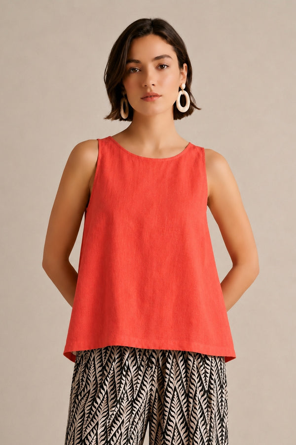 Linen Layered Back Top