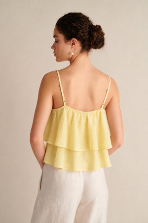 Dune Linen Ruffle Top