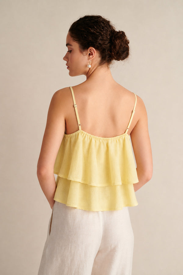 Dune Linen Ruffle Top