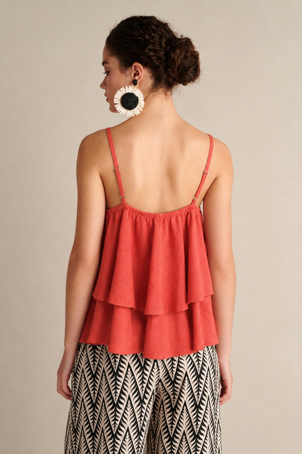 Dune Linen Ruffle Top