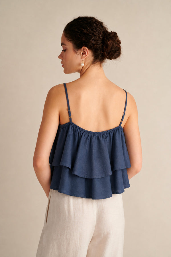 Dune Linen Ruffle Top