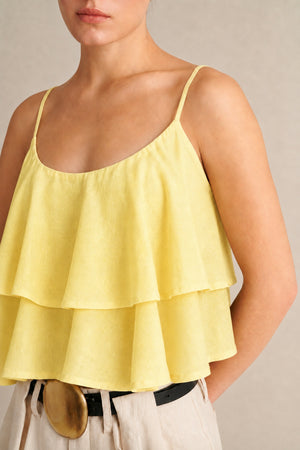 Dune Linen Ruffle Top