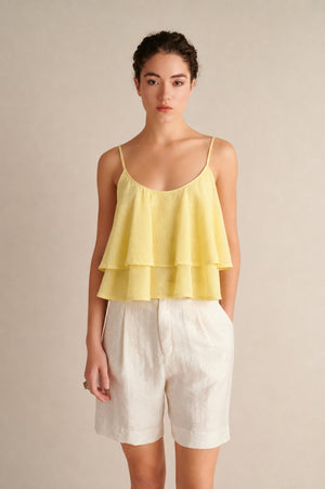 Dune Linen Ruffle Top