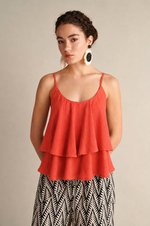 Dune Linen Ruffle Top