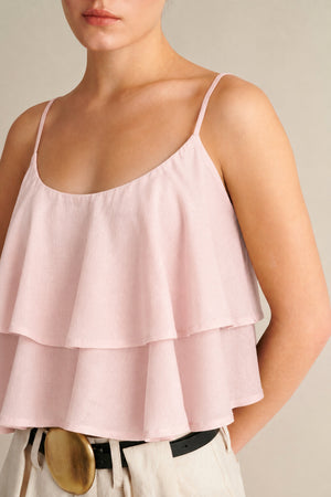 Dune Linen Ruffle Top