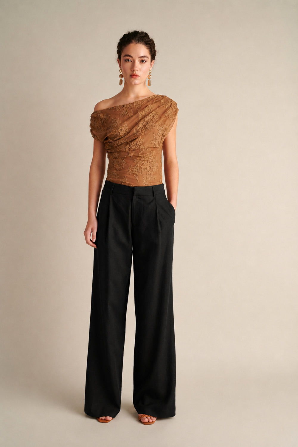 Linen Wide Leg Pants Black