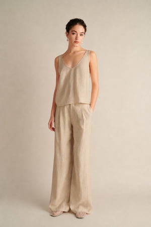Wide Leg Pants Beige