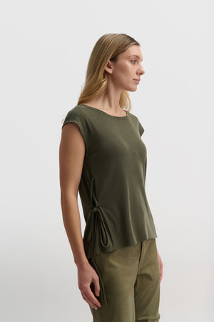 Deep Plunge V-back Top With Side Detail