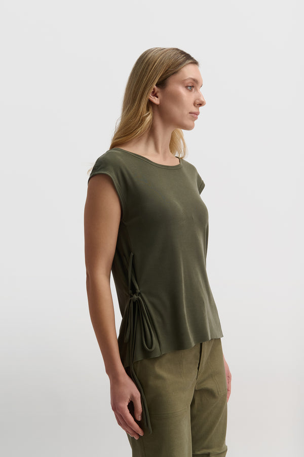 Deep Plunge V-back Top With Side Detail