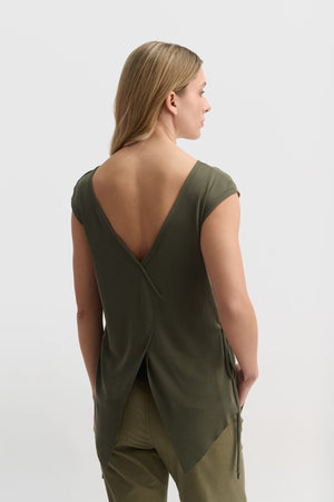 Deep Plunge V-back Top With Side Detail