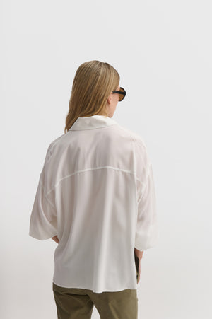 Loose Crop Shirt With Sleeve Detail