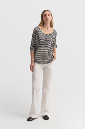 Striped Button Front Top