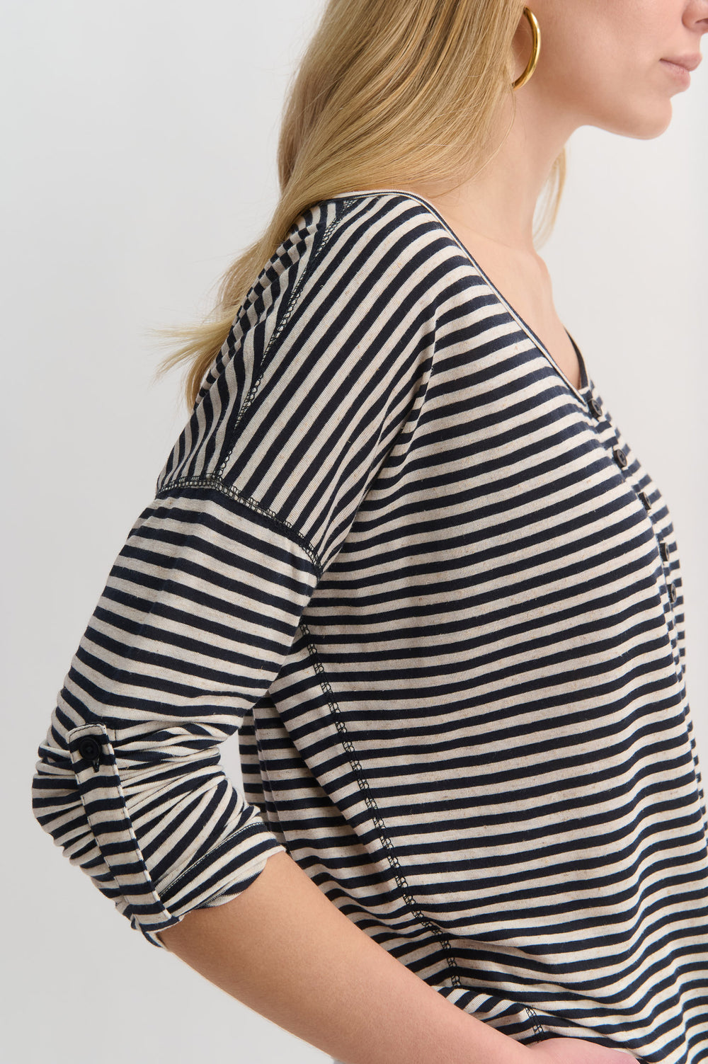 Striped Button Front Top