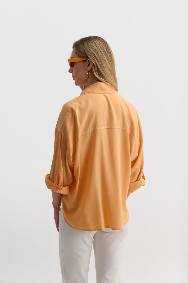 Loose Crop Shirt With Sleeve Detail