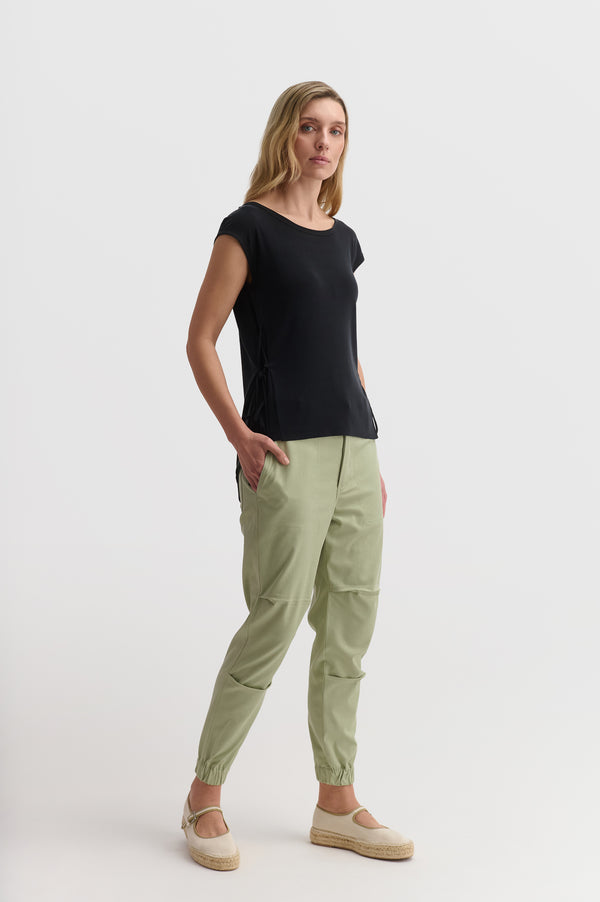 Deep Plunge V-back Top With Side Detail