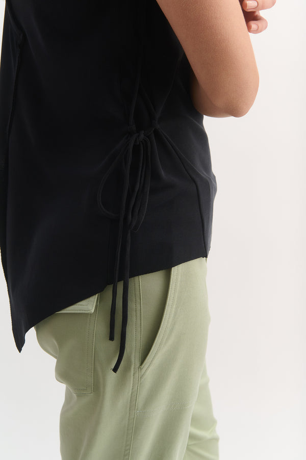 Deep Plunge V-back Top With Side Detail