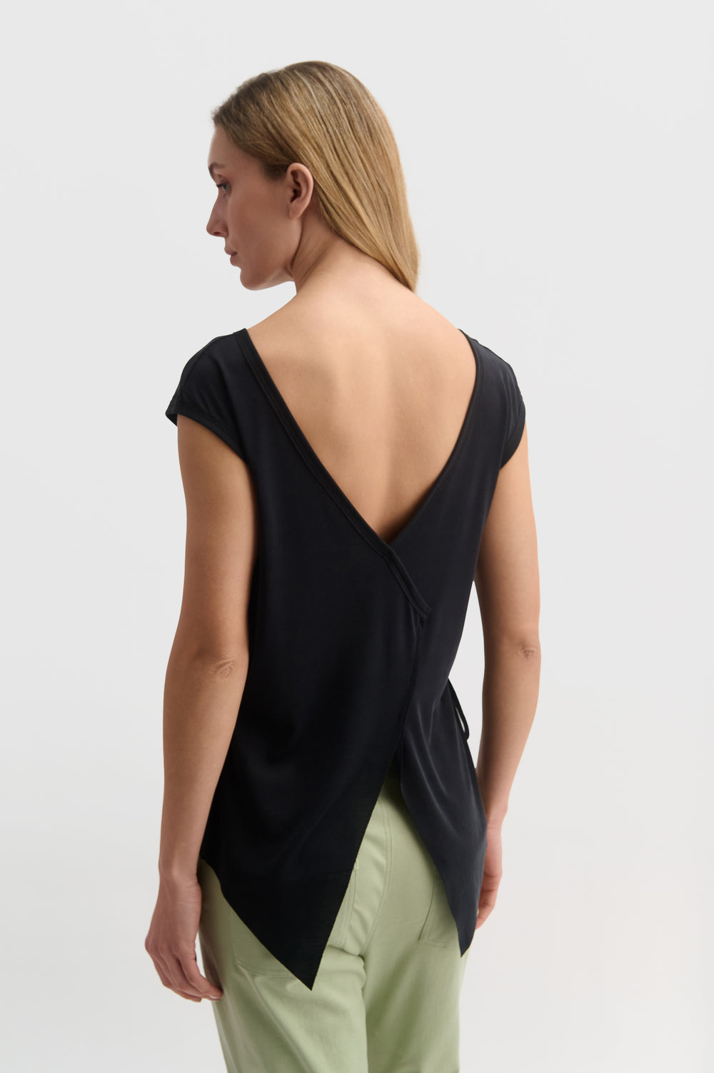Deep Plunge V-back Top With Side Detail