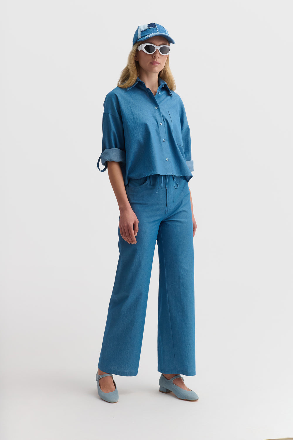Oversize Denim Shirt With Sleeve Detail