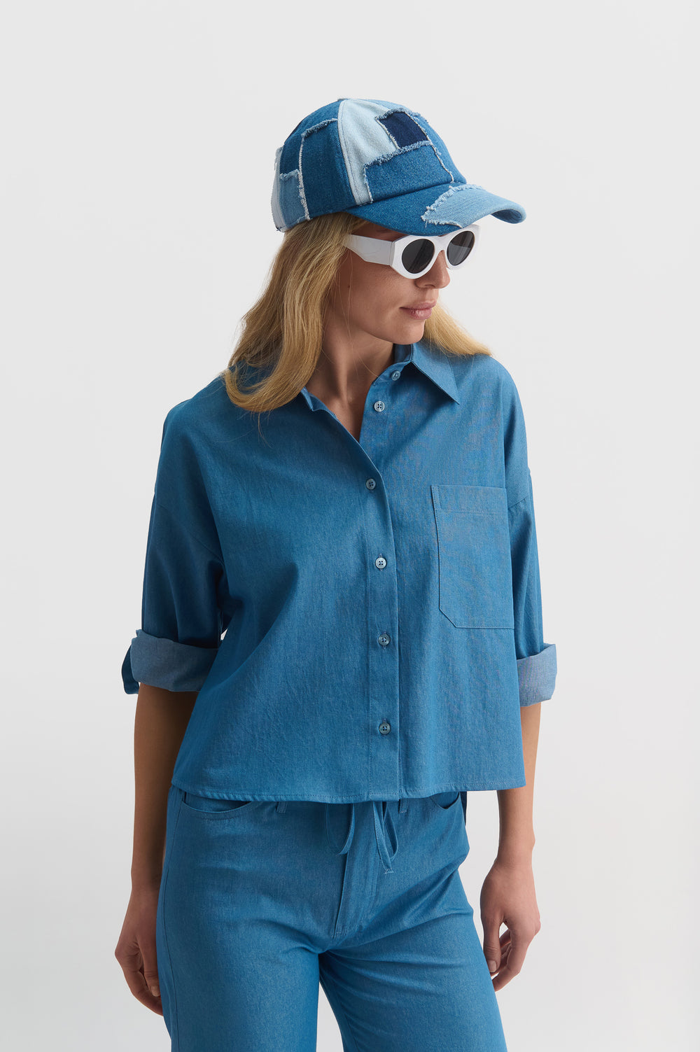 Oversize Denim Shirt With Sleeve Detail