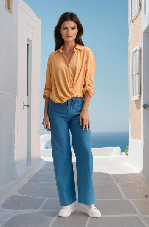 V-Neck Shirt With Twisted Knot Detail