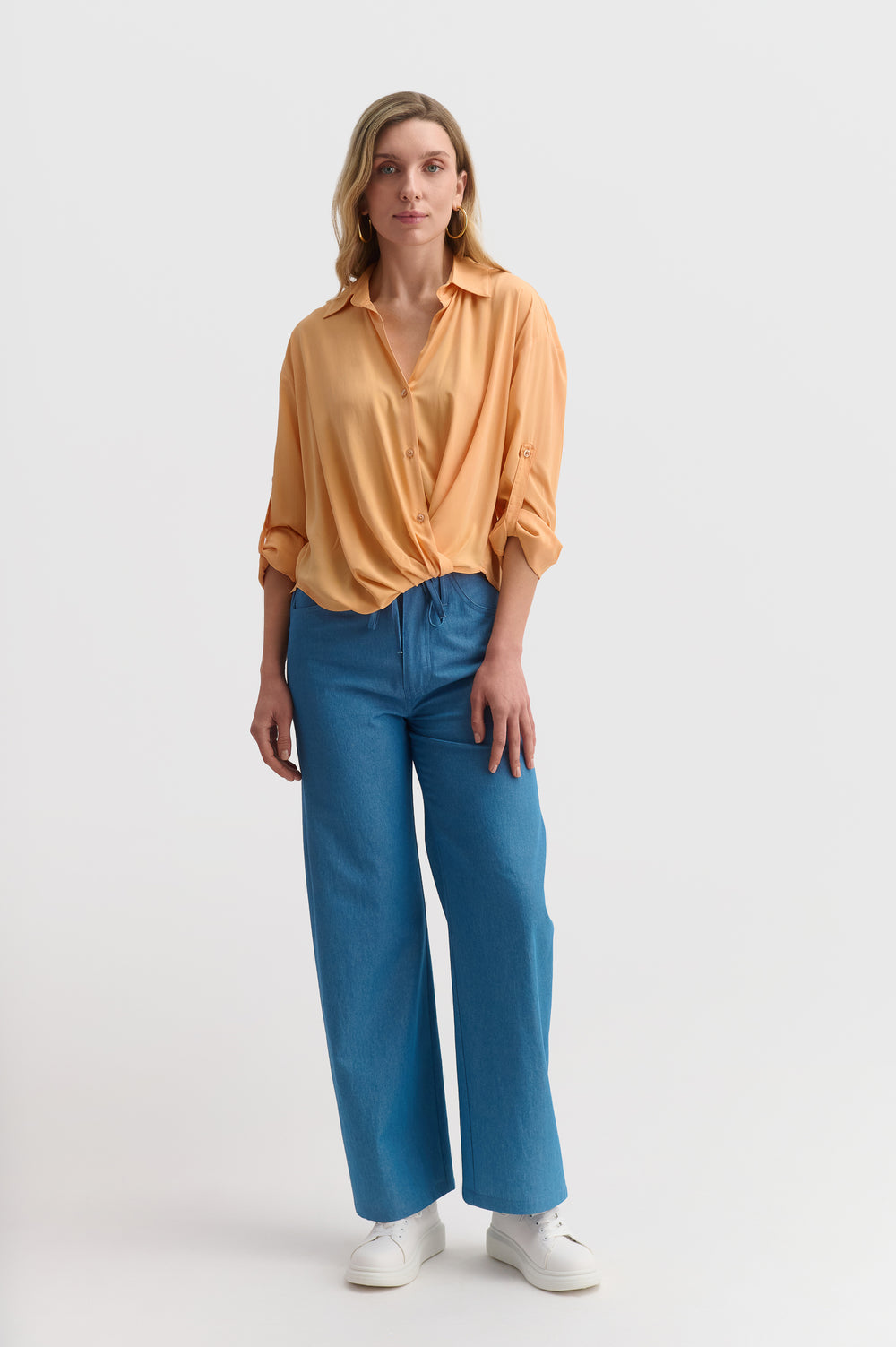 V-Neck Shirt With Twisted Knot Detail