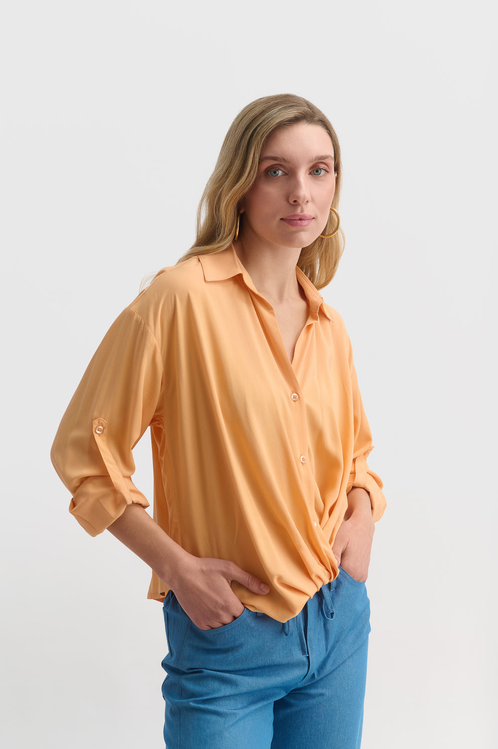 V-Neck Shirt With Twisted Knot Detail