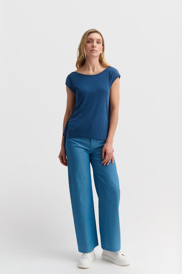 Deep Plunge V-back Top With Side Detail