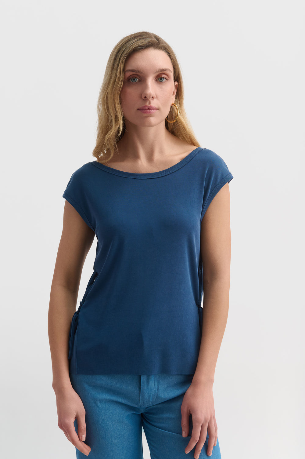 Deep Plunge V-back Top With Side Detail
