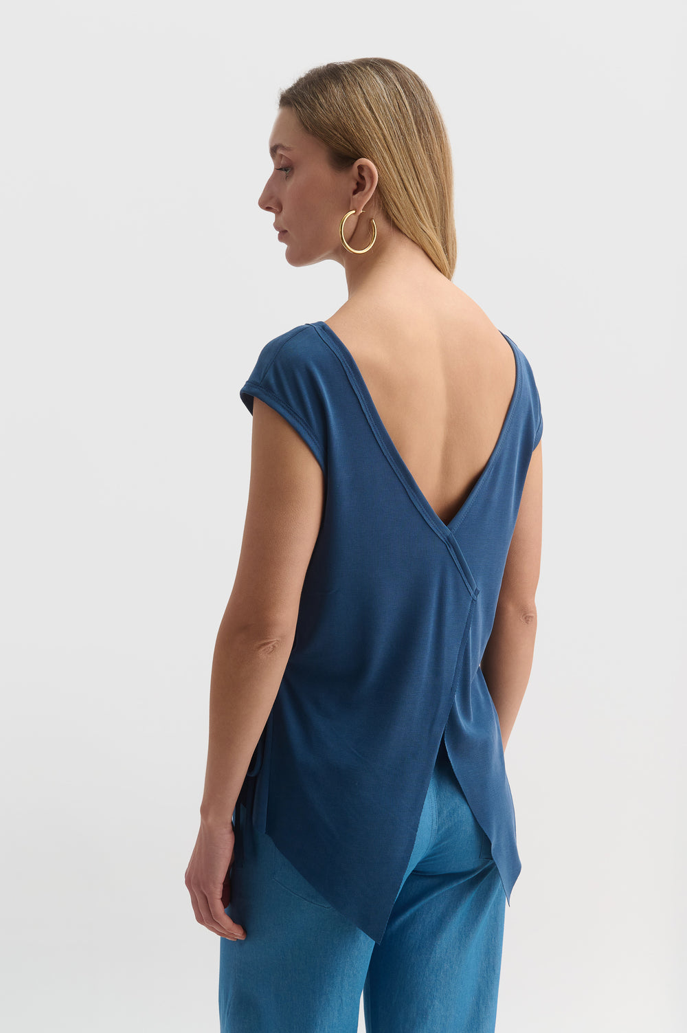 Deep Plunge V-back Top With Side Detail
