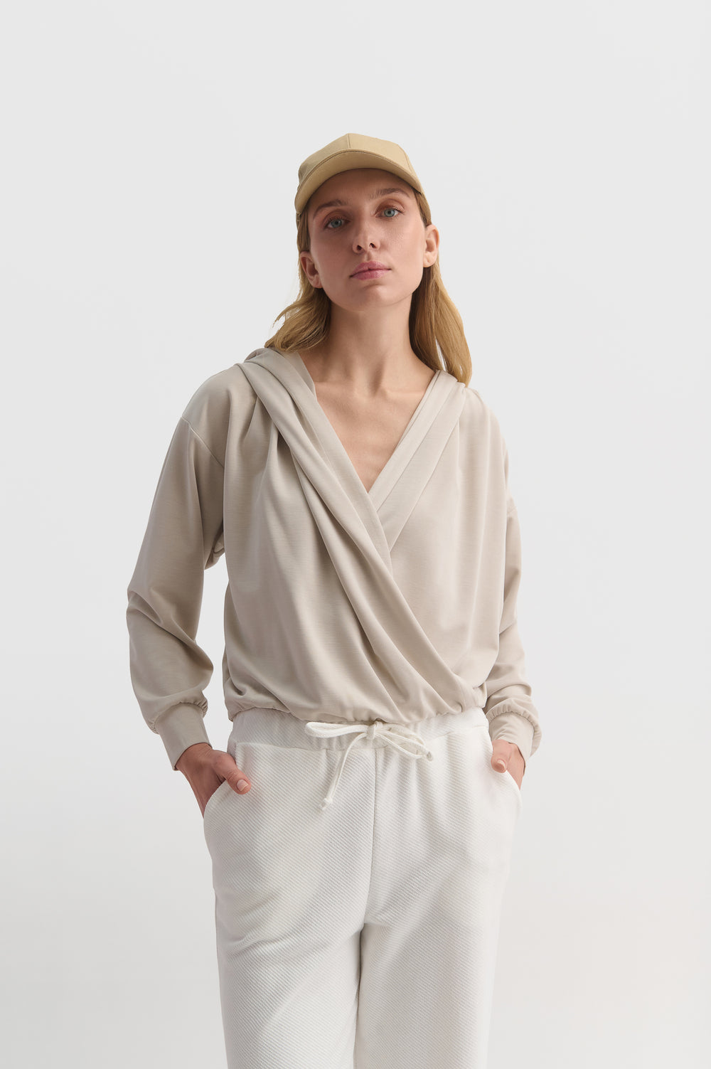 Hoodie Crossed Front Top
