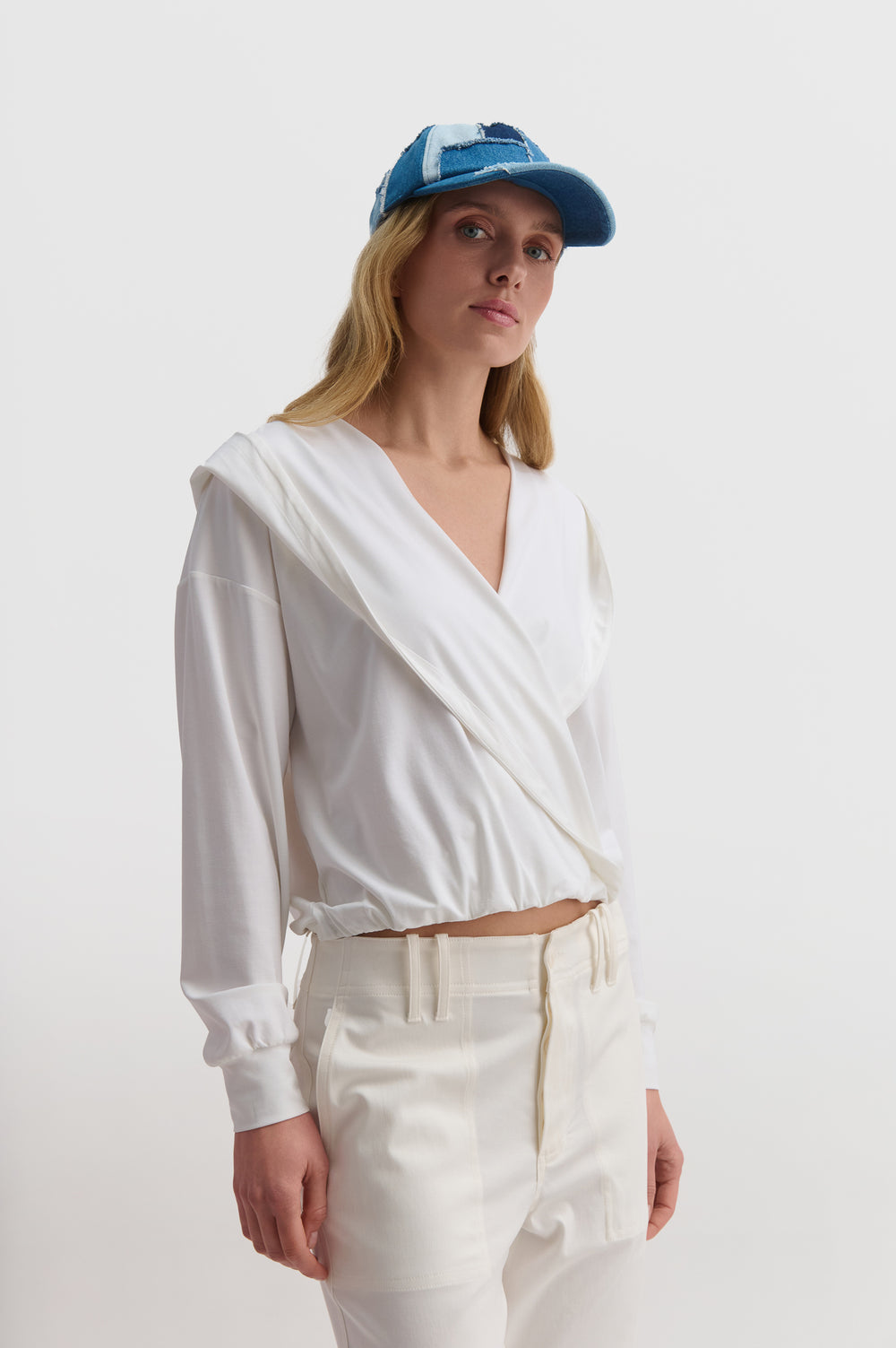 Hoodie Crossed Front Top