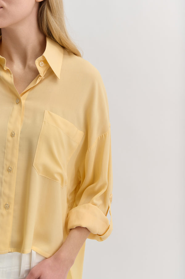 Loose Crop Shirt With Sleeve Detail