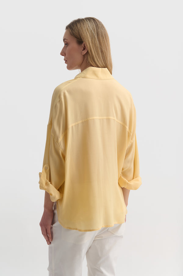 Loose Crop Shirt With Sleeve Detail