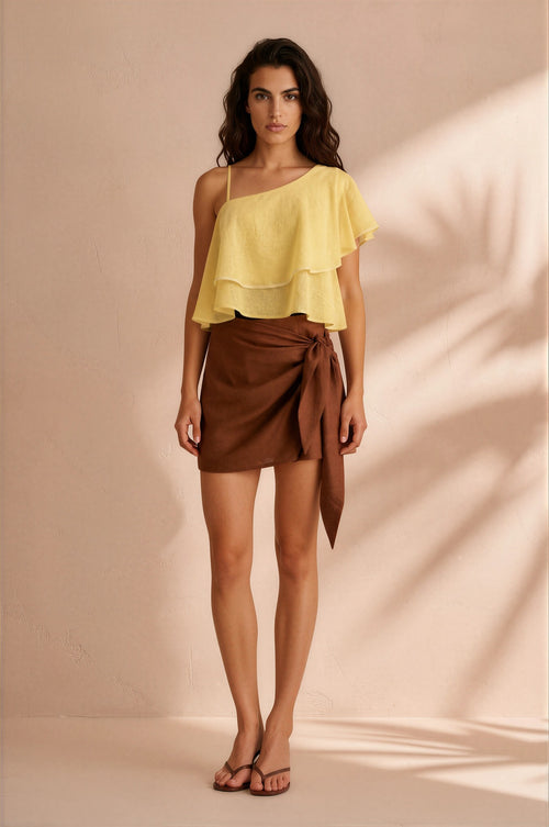 Dune One Shoulder Top Yellow