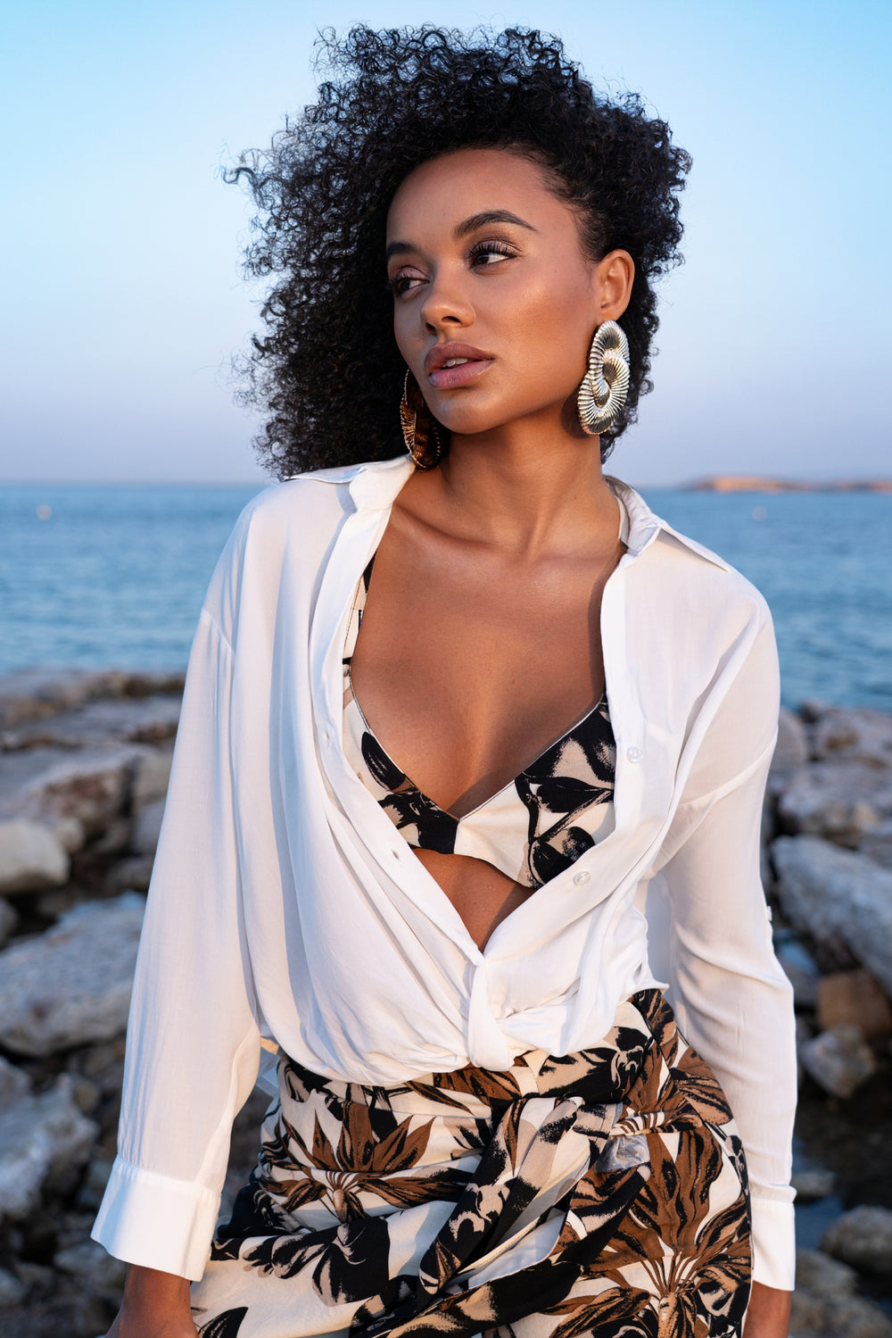 V-Neck Shirt With Twisted Knot Detail