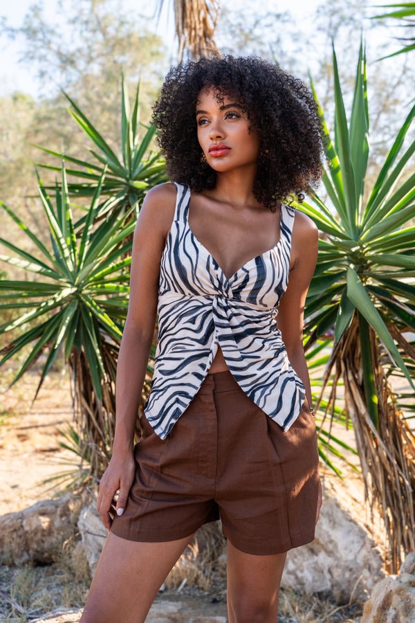  Ζεβρέ Crop Top με Κόμπο