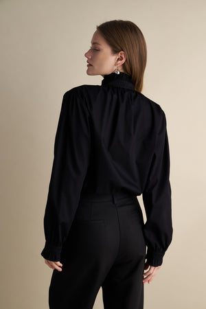 Voluminous Sleeve Ruffle Blouse Black