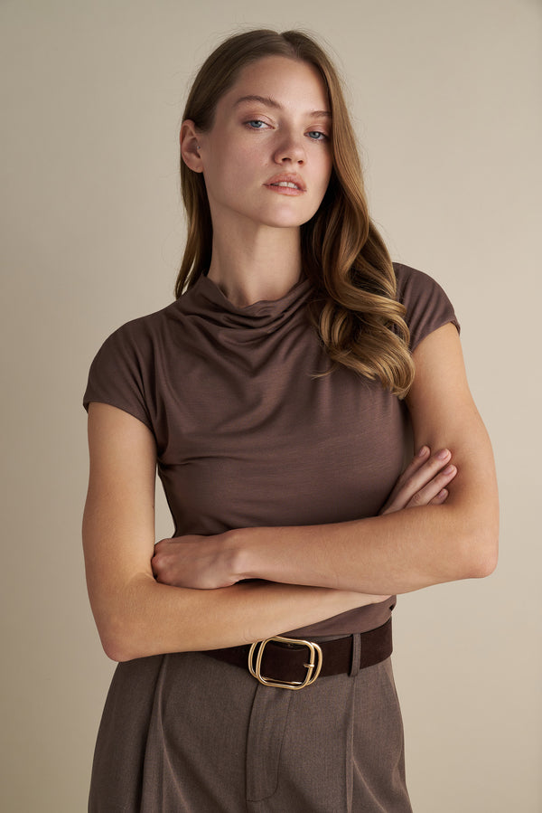 Short Sleeve Cowl neck Top