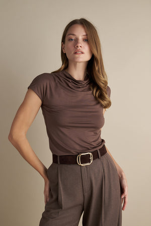 Short Sleeve Cowl neck Top