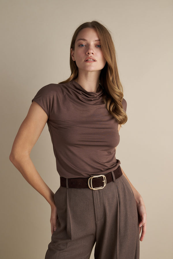 Short Sleeve Cowl neck Top