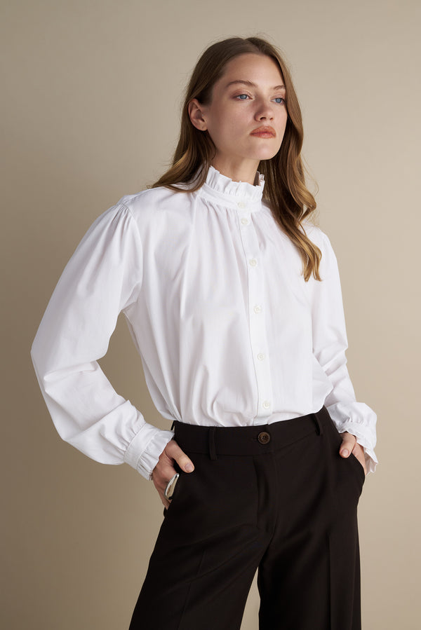 Voluminous Sleeve Ruffle Blouse