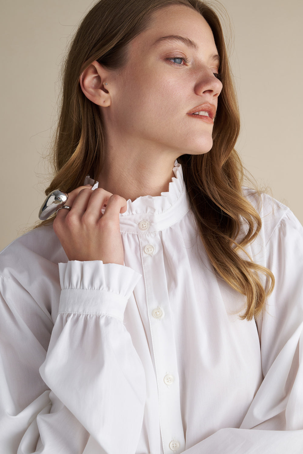 Voluminous Sleeve Ruffle Blouse
