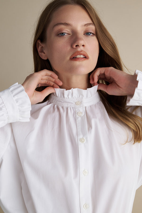Voluminous Sleeve Ruffle Blouse