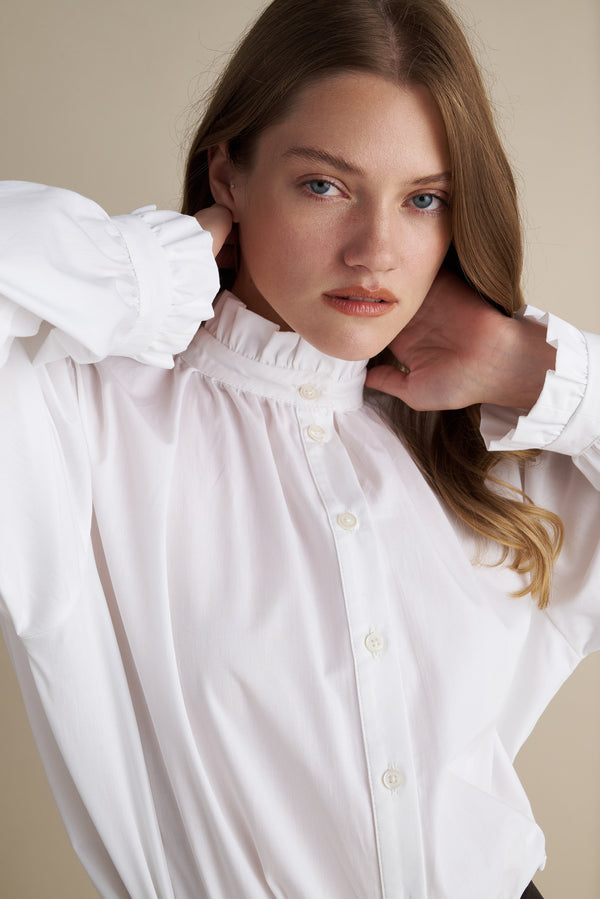 Voluminous Sleeve Ruffle Blouse