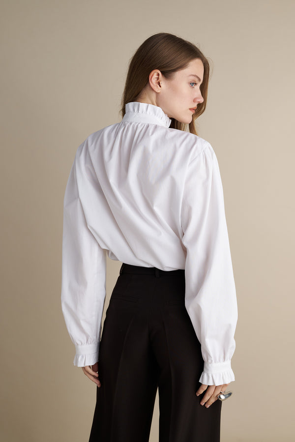 Voluminous Sleeve Ruffle Blouse