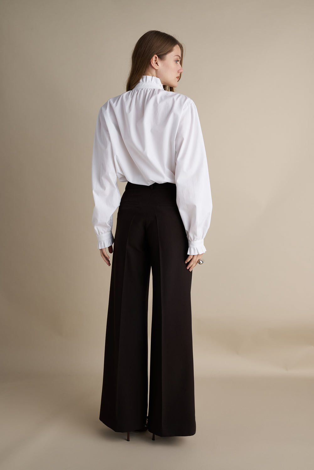 Straight-Cut Trousers Brown